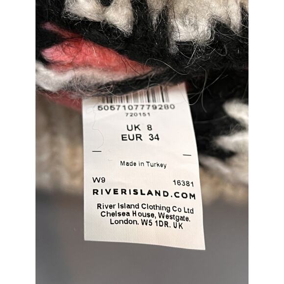 River Island Sweater Womens US 8‎ Loose Knit Off Shoulder Striped Mohair - Picture 6 of 8